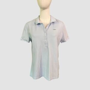 Lacoste Women’s Polo Shirt Size 46 Large Light Blue Stretch Cotton Short Sleeve